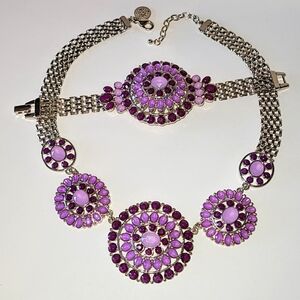 WHITE HOUSE BLACK MARKET PURPLE VIOLET NECKLACE & BRACELET SET - WHBM